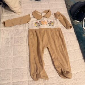 Tan and White Thanksgiving One Piece